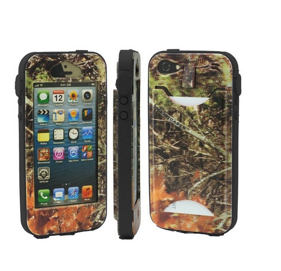 Durable Camouflauge iPhone 5 Band-It Case Orange Cambo with Black Band